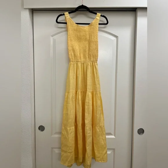 NWT Lusana Jorden Open Back Yellow Midi Dress - Picture 5 of 11